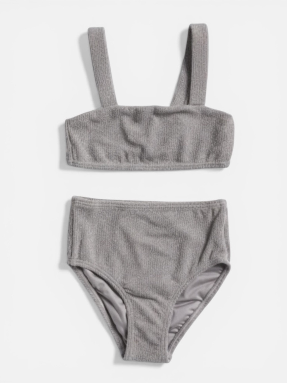Rylee + Cru Brently Metallic Bikini Ink Silver Gray Girls Swimsuit Size 6-7Y